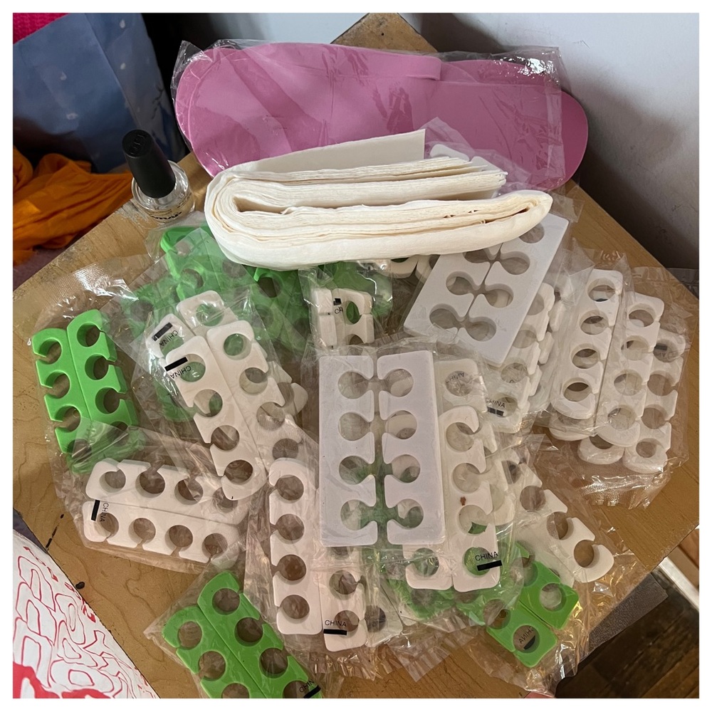 Nail Tech Bundle- numerous toe guards, ribbon, pedicure flips.